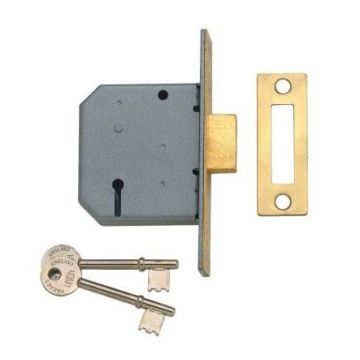 Union 2177 3 Lever Deadlock 63mm Polished Brass