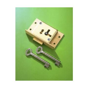 243 Brass 76mm Left Hand 2 Lever Cut Cupboard Lock To Differ