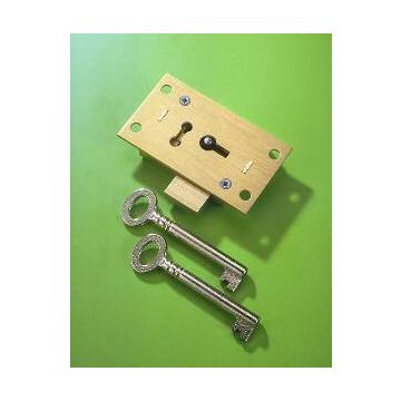 248 Brass 63mm 2 Lever Straight Cupboard Lock To Differ
