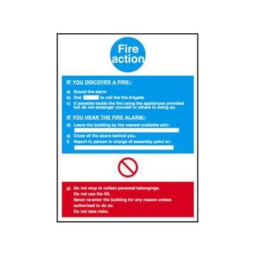 Fire Action If You Discover 200Mm X 300Mm Rigid Plastic Sign