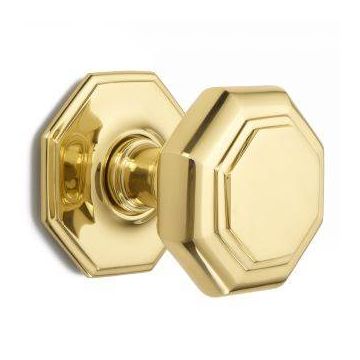4185 102mm P.Brass Octagonal Centre Door Knob