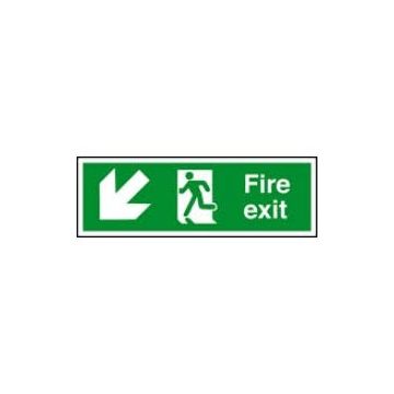 Fire Exit Arrow Down Left 400Mm X 150Mm Rigid Plastic Sign