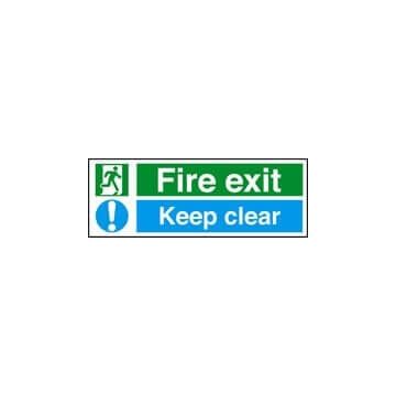 Fire Exit Keep Clear 600Mm X 200Mm Rigid Plastic Sign