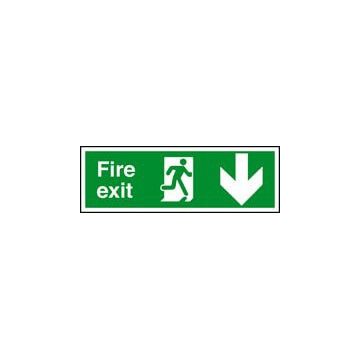 Fire Exit Arrow Down 600Mm X 200Mm Rigid Plastic Sign