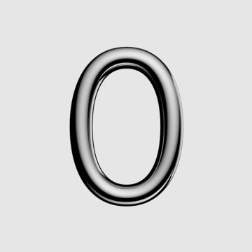 Ultion Sweet Numeral 3" Door Number 0 Polished Chrome Self Adhesive