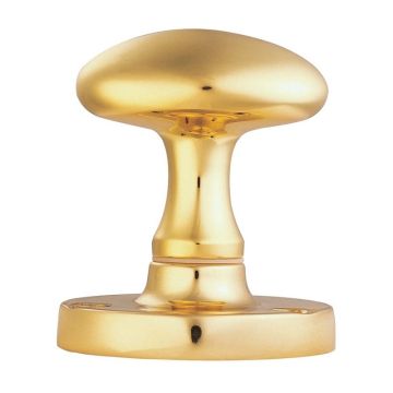 M34 Oval Victorian Door Knob Polished Brass