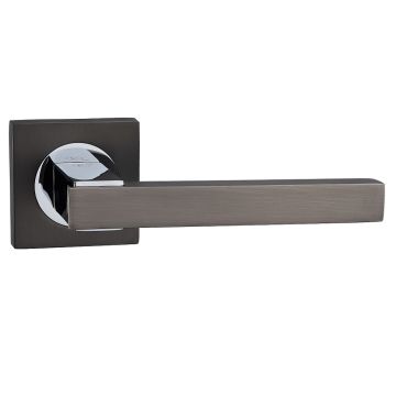 Fortessa Gotham Gravity Square Rose Door Handle Gun Metal & Polished Chrome
