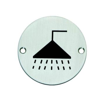 Shower Symbol 75Mm Satin Aluminium Sign
