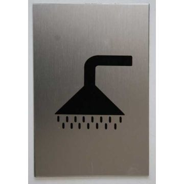 152Mm X 102Mm Satin Aluminium Shower Symbol