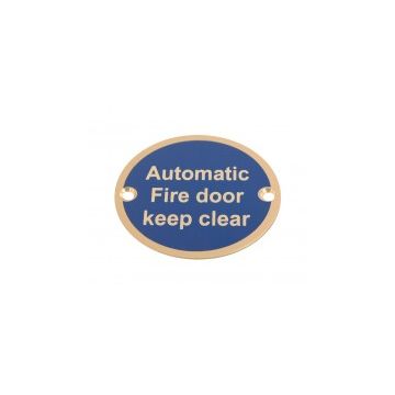 Automatic Fire Door Keep Clear 75Mm Satin Aluminium Sign