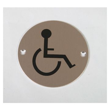 75Mm Dia Aluminium Disabled Symbol Drilled & Countersunk