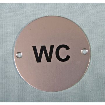 Wc Symbol 75Mm Satin Aluminium Sign