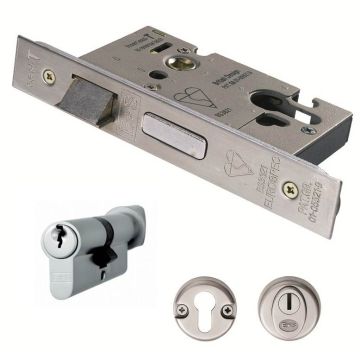 ESB5025CT Satin Stainless 63mm Euro Sashlock Complete Set To BS8621